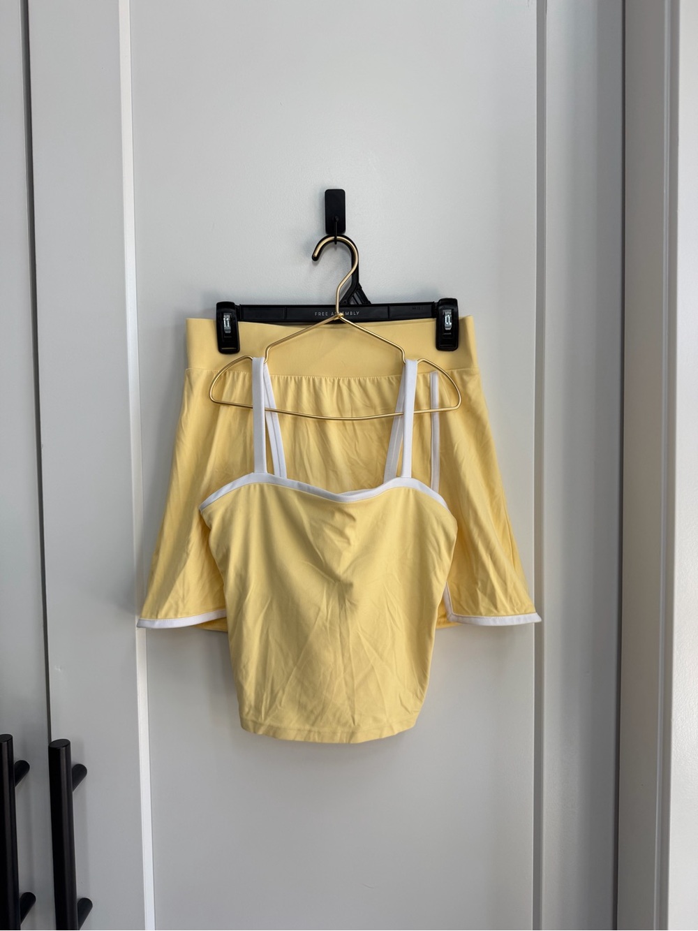 *SET* Sz S All in Motion Yellow Athletic Tank and Tennis Skirt with White Trim